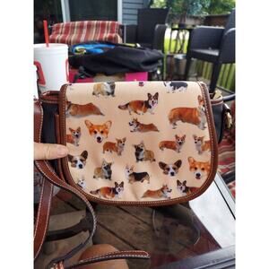 Corgie Crossbody Shoulder Canvas Leather Saddle Bag